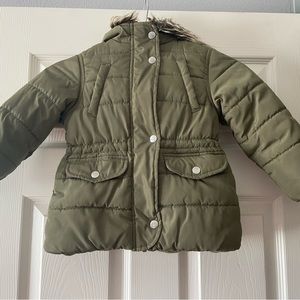 Used toddler girl 3T Carter’s Olive Green Jacket